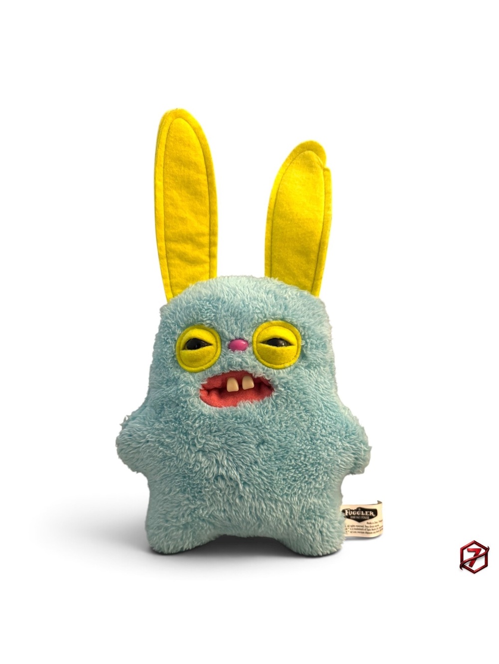 Fuggler Rabid Rabbit #24 Light Blue Plush Yellow Ears 9” Funny Ugly Monster